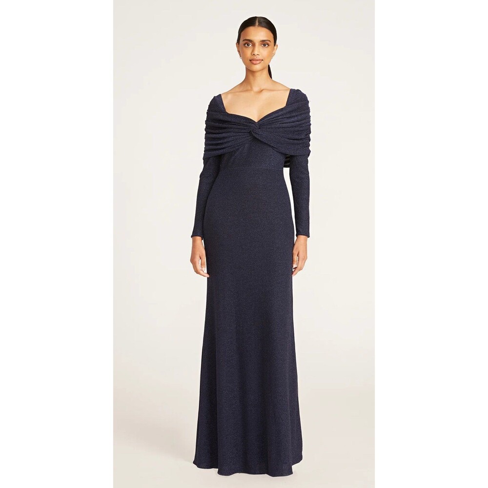Theia Navy Blue Metallic Gown Size 2